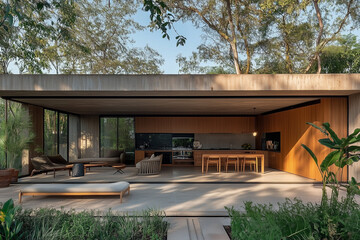Fototapeta premium Modern Patio with Outdoor Seating Area