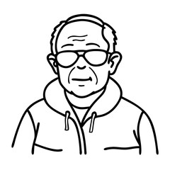 Elderly Man Wearing Sunglasses Minimalist Vector Illustration for Design Projects