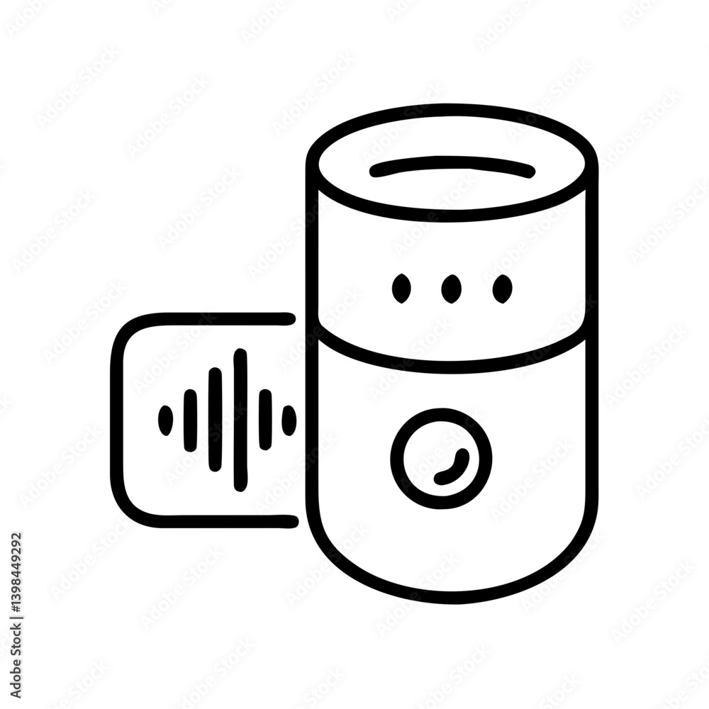 Poster smart speaker voice assistant device illustration for home automation and technology design