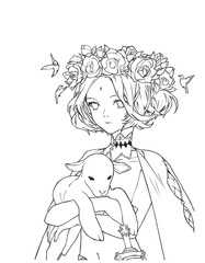 Hand drawn anime coloring page