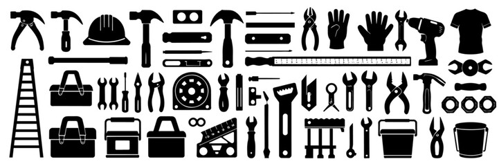 DIY Tools & Home Repair silhouette Icon set