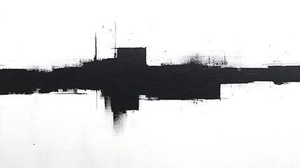 Abstract black horizontal mark on white
