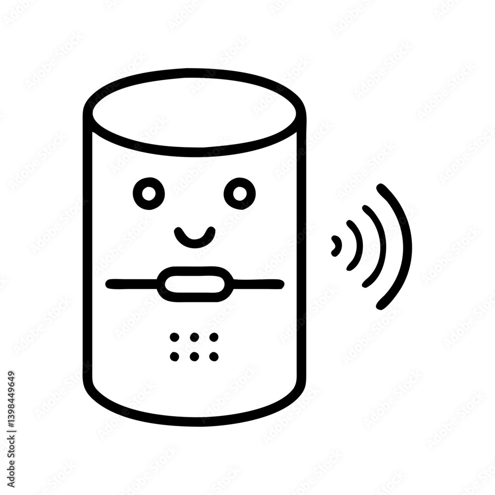 Poster isolated smart speaker vector icon illustration for voice assistant and home automation system