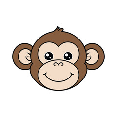 Cute Cartoon Monkey Head 