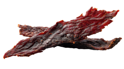 Delicious and savory jerky pieces for snack lovers. transparent background