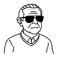 Obraz premium Elderly Man in Sunglasses Line Art Vector for Posters and T-Shirts