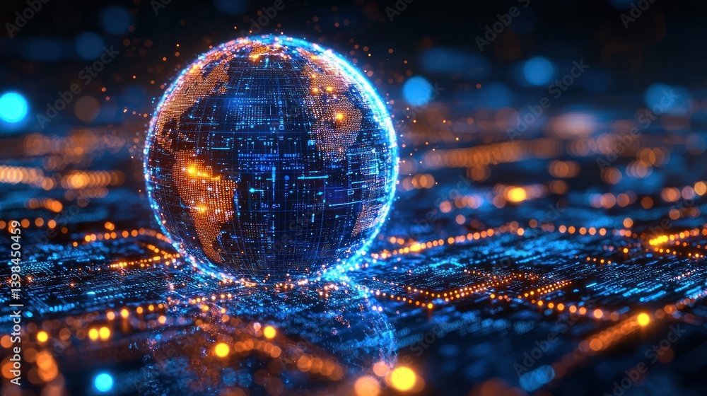 Poster digital global network: a futuristic visualization of interconnected world