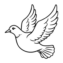 Outline Vector of Flying Dove Symbolizing Peace and Freedom for Artistic Uses