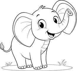 Fototapeta premium Cute Cartoon Elephant Illustration with Big Ears and Happy Expression
