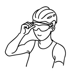 Cyclist Wearing Protective Helmet and Sunglasses Vector Illustration for Sports and Safety