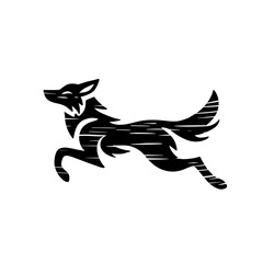 Vector Silhouette of a Running Fox with Grunge Texture
