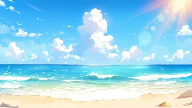 Summer Beach Japanese Anime Style Banner Poster Wallpaper