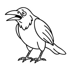 Fototapeta premium Black and White Vector Illustration of Crow for Coloring Books and Tattoo Design