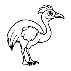Fototapeta premium Cartoon Cassowary Bird Vector Illustration for Coloring Books and Educational Use
