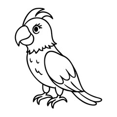 Obraz premium Cute Parrot Outline Vector for Coloring Books and Kids Crafts