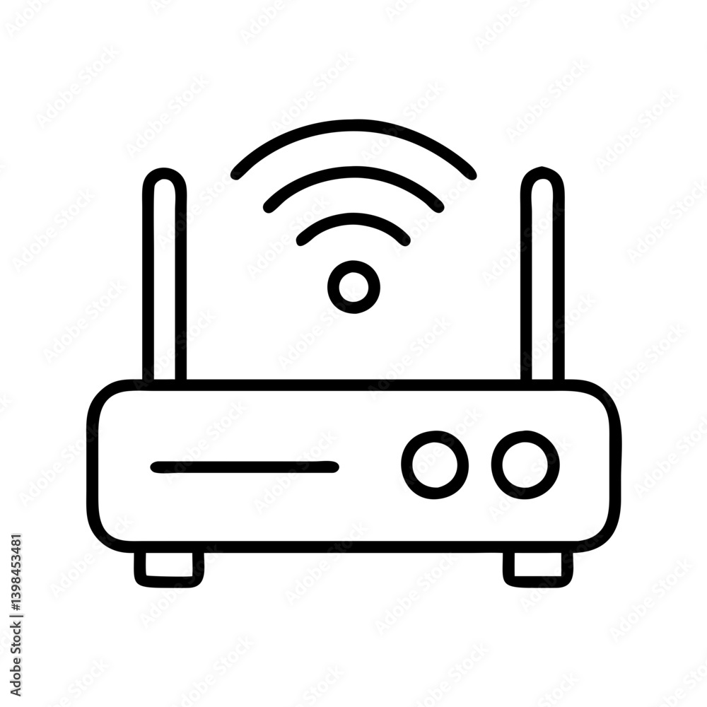 Poster wireless router icon vector illustration for internet connection and network signal strength indicat