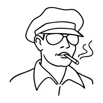 recommend clip art: Vintage Cool Guy Smoking Cigar Sunglasses Hat Vector Illustration