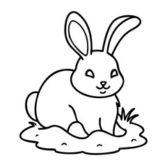 Obraz premium Cute Bunny Outline Vector Illustration for Coloring Books and Designs