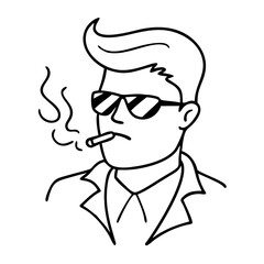 Fototapeta premium Retro Cool Guy Vector Illustration with Sunglasses and Cigarette for Design and Tattoo Art