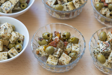Refreshments on tables in the form of a banquet
