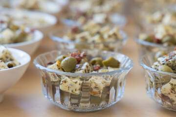 Refreshments on tables in the form of a banquet