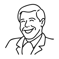Smiling Man Line Art in Suit Ideal for Coloring Books and Tattoos
