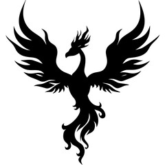 Obraz premium Majestic Phoenix Silhouette Vector Symbol of Renewal and Transformation for Tattoos