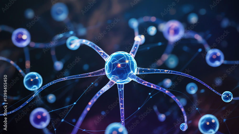 Poster 3d rendering of neural network nodes and connections