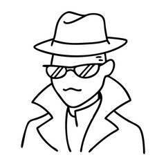 Mysterious Spy Illustration in Trench Coat and Fedora for Graphic Design