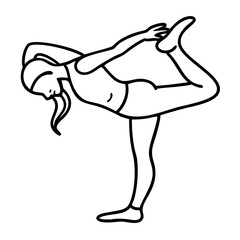 Yoga Pose Balanced Dancer Line Art Illustration for Yoga Studio Branding