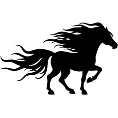 Obraz premium Majestic Black Horse Silhouette with Flowing Mane for Design Projects