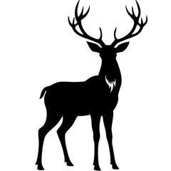 Obraz premium Majestic Deer Silhouette with Antlers Vector Illustration for Designs and Decor