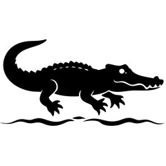 Fototapeta premium Silhouette of Crocodile Swimming in Water Perfect for Tattoo and Coloring Book Designs