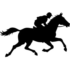 Silhouette of Horse and Rider in Motion suitable for Racing Illustrations and Graphic Design