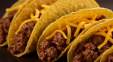 Delicious Crispy Taco Shells Filled with Beef and Cheese Delight