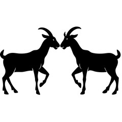 Fototapeta premium Two Goat Silhouettes Facing Each Other Vector Illustration for Art and Design Usage