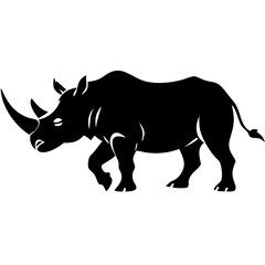 Obraz premium Majestic Rhino Silhouette Vector Art Wildlife Illustration For Tattoo And Design Uses