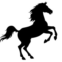 Majestic Rearing Horse Silhouette Vector for Artistic Design and Tattoos