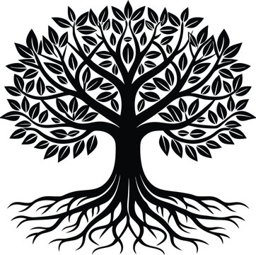 recommend clip art: Tree with Roots Silhouette | Nature, Growth & Environmental Line Art