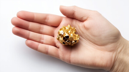 P&eacute;pite d'or dans la paume d'une main
