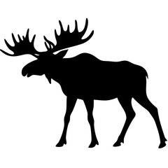 Moose Silhouette Walking Vector Art Wildlife Illustration for Posters and Nature Designs