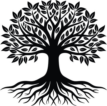 recommend clip art: Tree with Roots Silhouette | Nature, Growth & Environmental Line Art
