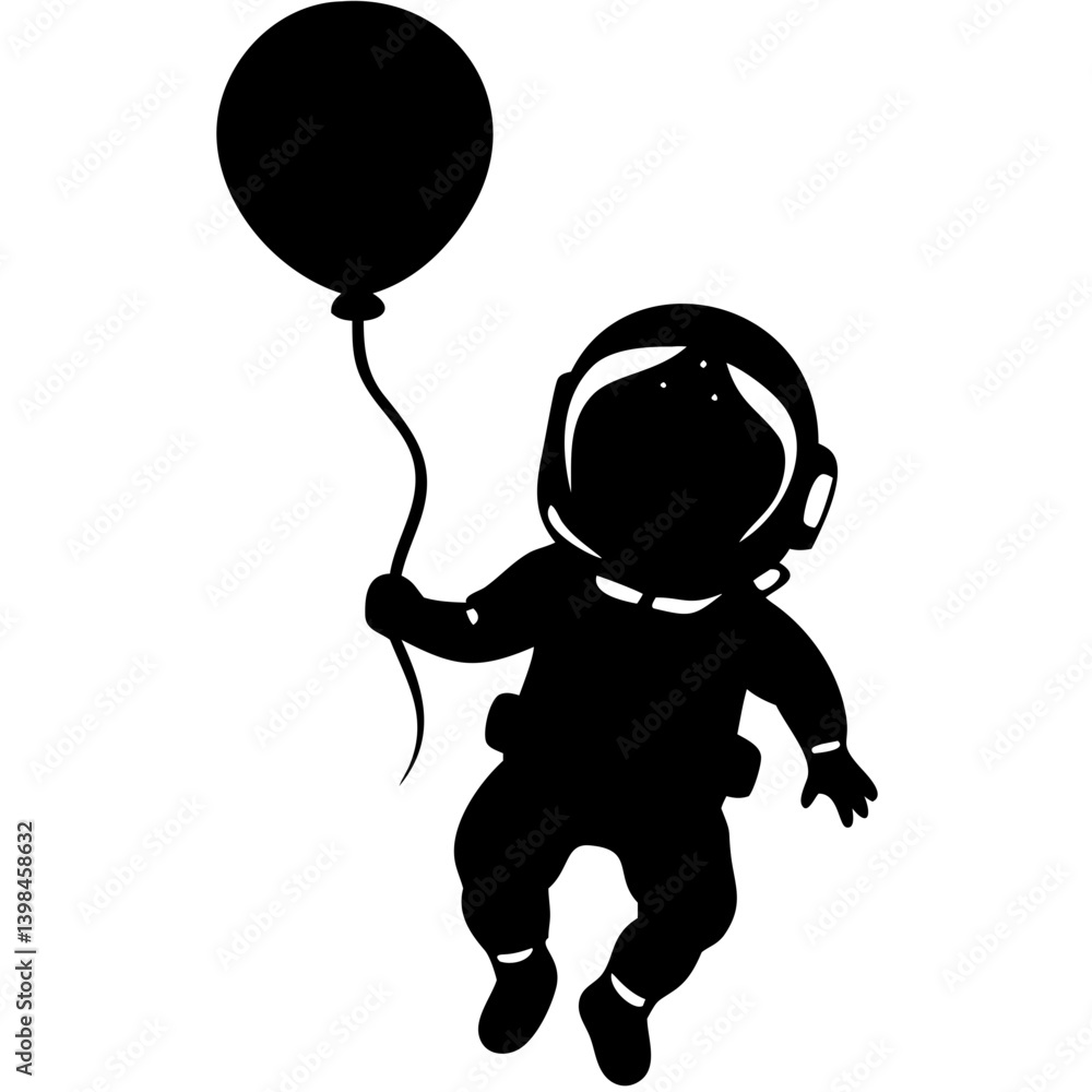 Poster astronaut child floating with balloon imagination vector design