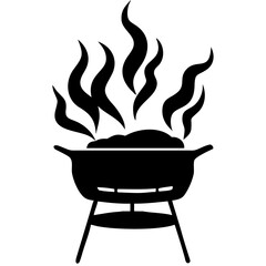 Smoking Grill Silhouette Vector for BBQ and Outdoor Cooking Designs