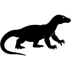 Fototapeta premium Black Silhouette of Lizard Reptile Vector Illustration for Tattoo and Design