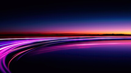 Beautiful abstract light trails against a colorful gradient sky