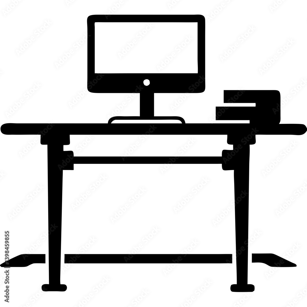 Aufkleber vector illustration of office desk with computer for workspace and design projects