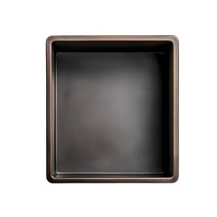 Fototapeta premium Black square metal storage box top view featuring a smooth interior surface and deep container design suitable for utility or organization. Isolated on transparent background, png.