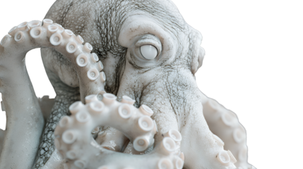a close up of an octopus's head on a transparent background, PNG image, PNG file, Generative art.