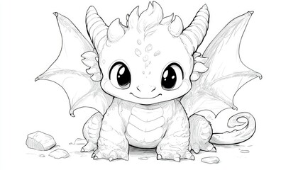 Cute dragon coloring page